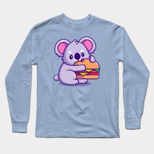 Cute Koala With Eating Burger Long Sleeve T-Shirt